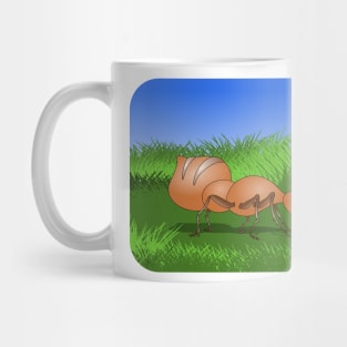 Ant smiling in tall green grass Mug